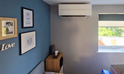 Air conditioning installed on the wall of a domestic home